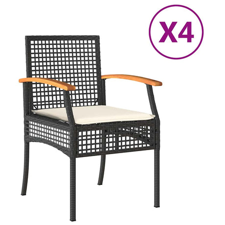Vidaxl tuinstoelen 4 st met kussens poly rattan en acaciahout zwart