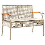Vidaxl tuinbank met kussen poly rattan en acaciahout beige