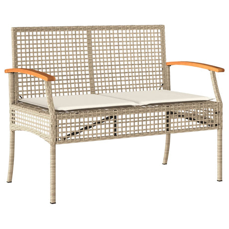 Vidaxl tuinbank met kussen poly rattan en acaciahout beige