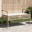 Vidaxl tuinbank met kussen poly rattan en acaciahout beige