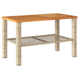 Vidaxl tuintafel 70x38x42 cm poly rattan en acaciahout beige