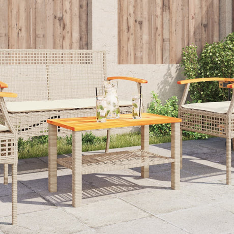 Vidaxl tuintafel 70x38x42 cm poly rattan en acaciahout beige