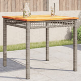 Vidaxl tuintafel 80x80x75 cm poly rattan en acaciahout grijs