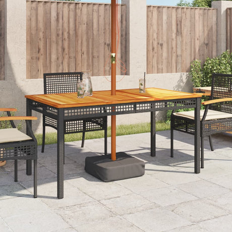 Vidaxl tuintafel 140x80x75 cm poly rattan en acaciahout zwart