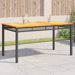 Vidaxl tuintafel 140x80x75 cm poly rattan en acaciahout zwart
