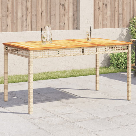 Vidaxl tuintafel 140x80x75 cm poly rattan en acaciahout beige