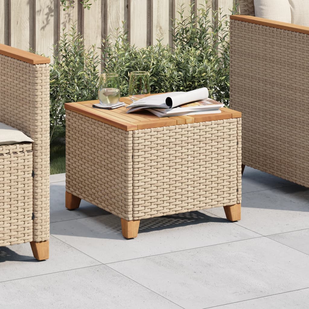 Vidaxl tuintafel 45x45x37 cm poly rattan en acaciahout beige