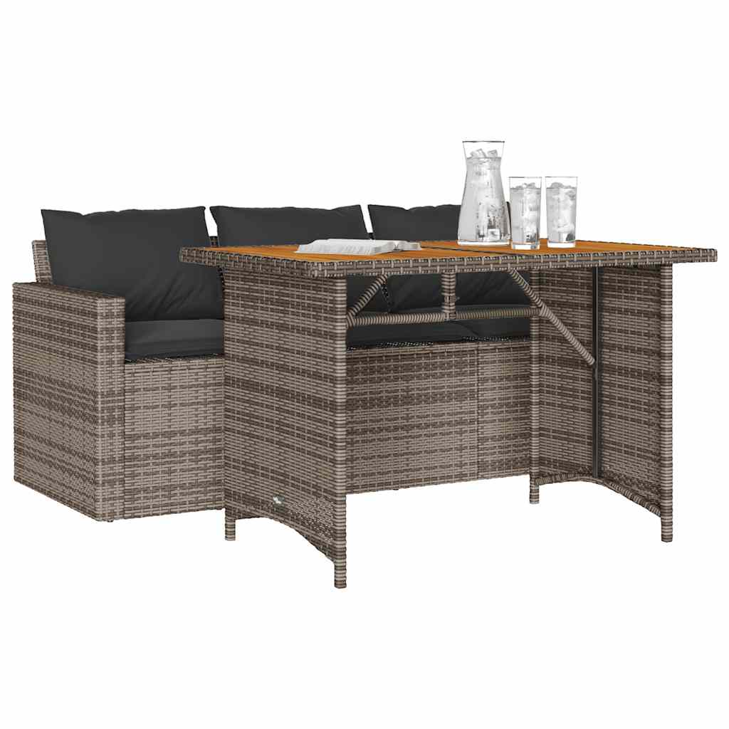 Vidaxl 2-delige tuinset met kussens poly rattan grijs