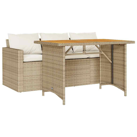 Vidaxl 2-delige tuinset met kussens poly rattan beige