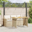 Vidaxl 2-delige tuinset met kussens poly rattan beige