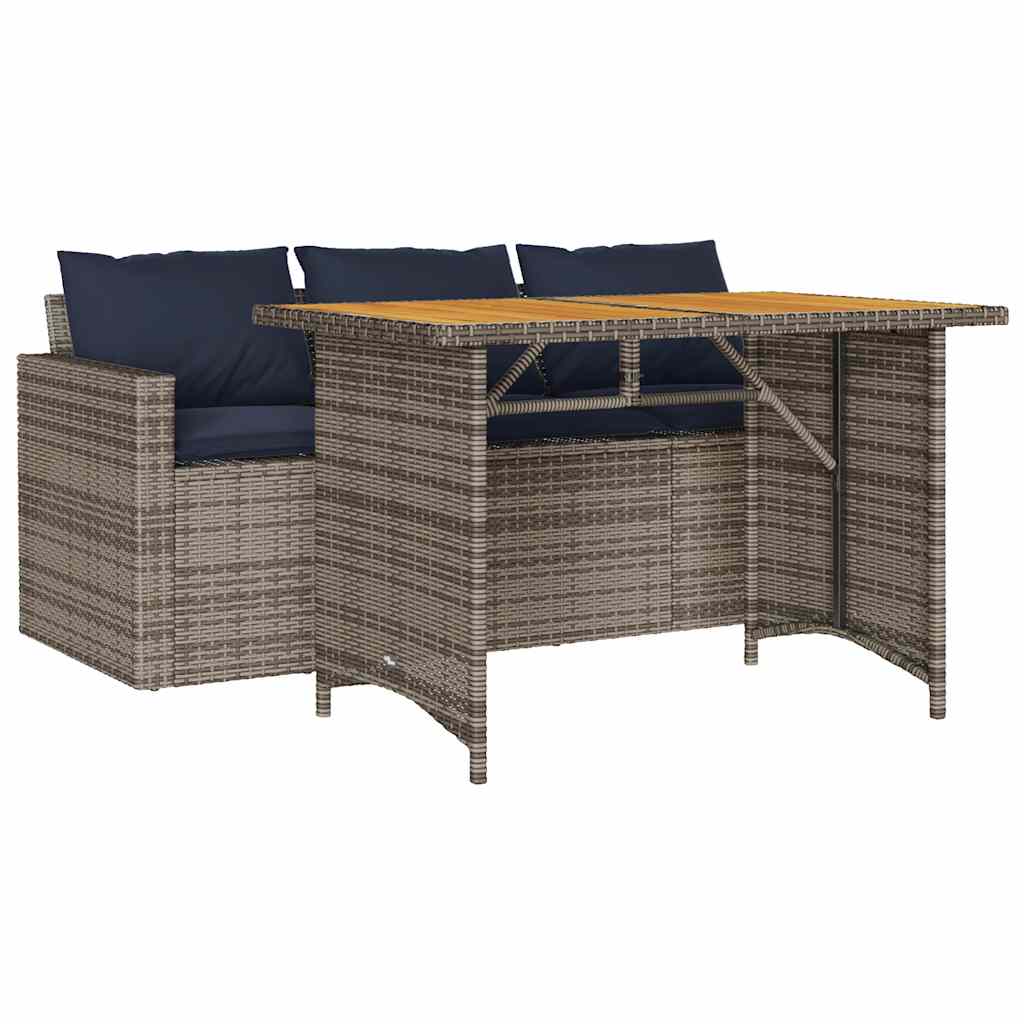 Vidaxl 2-delige tuinset met kussens poly rattan grijs