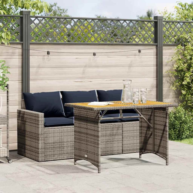 Vidaxl 2-delige tuinset met kussens poly rattan grijs