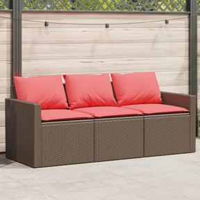 Vidaxl tuinbank 3-zits met kussens poly rattan bruin