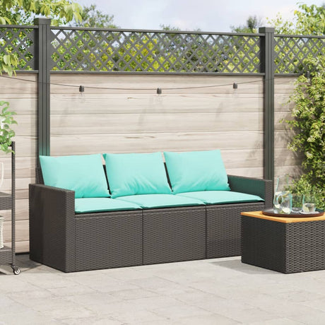 Vidaxl tuinbank 3-zits met kussens poly rattan zwart