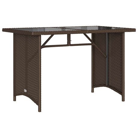 Vidaxl tuintafel met glazen blad 110x68x70 cm poly rattan bruin