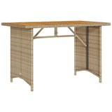 Vidaxl tuintafel met houten blad 110x68x70 cm poly rattan beige