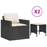 Vidaxl 4-delige loungeset met kussens poly rattan zwart