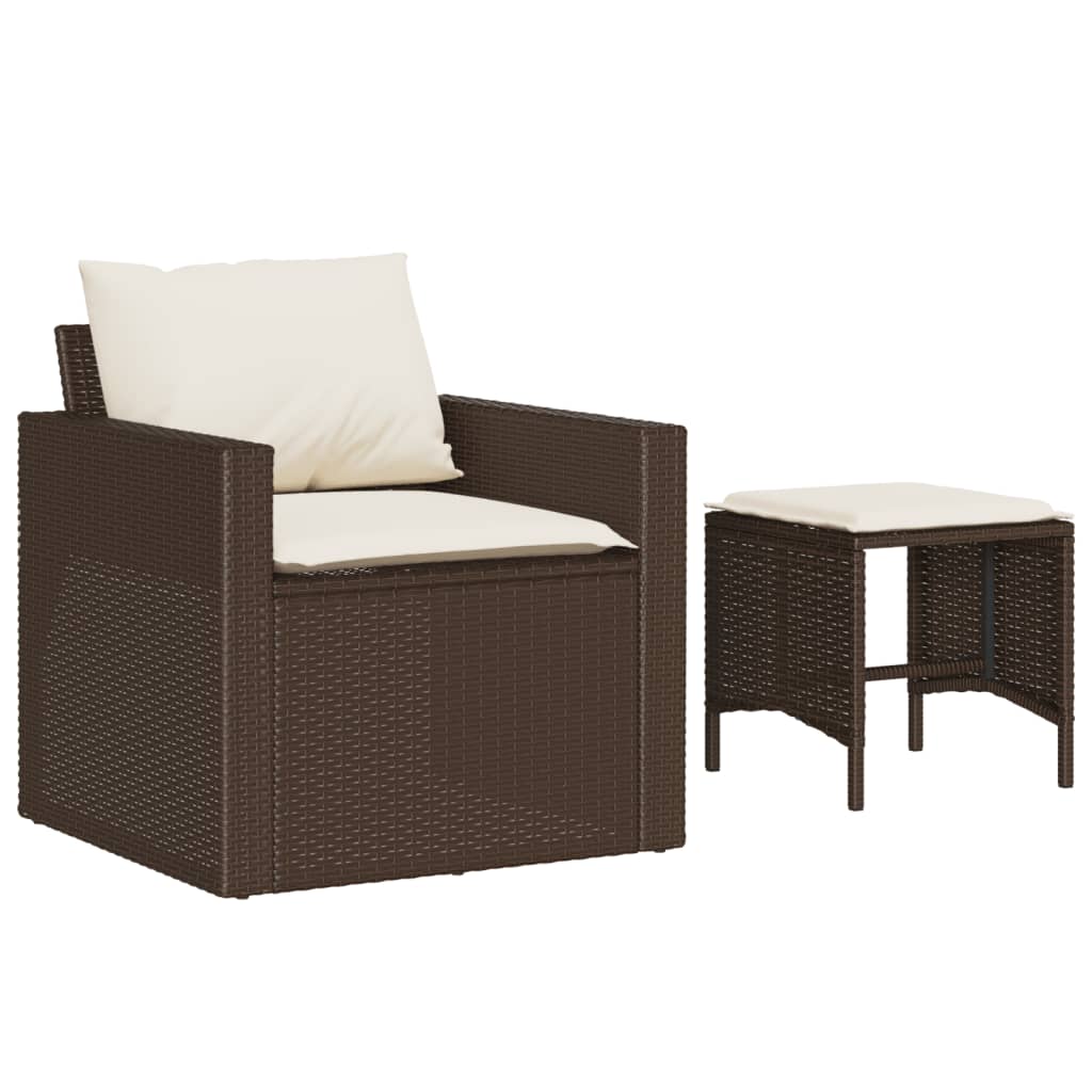 Vidaxl 4-delige loungeset met kussens poly rattan bruin