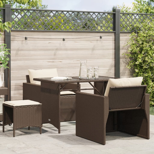 Vidaxl 4-delige loungeset met kussens poly rattan bruin