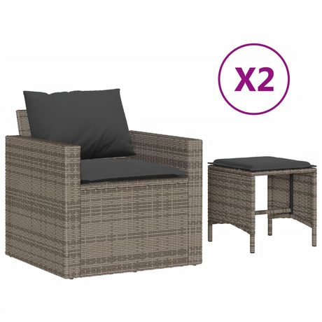 Vidaxl 4-delige loungeset met kussens poly rattan grijs