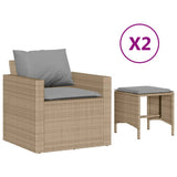 Vidaxl 4-delige loungeset met kussens poly rattan beige