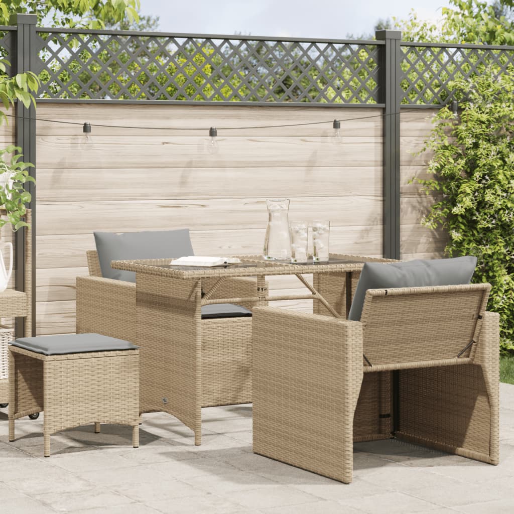 Vidaxl 4-delige loungeset met kussens poly rattan beige