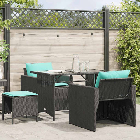 Vidaxl 4-delige loungeset met kussens poly rattan zwart