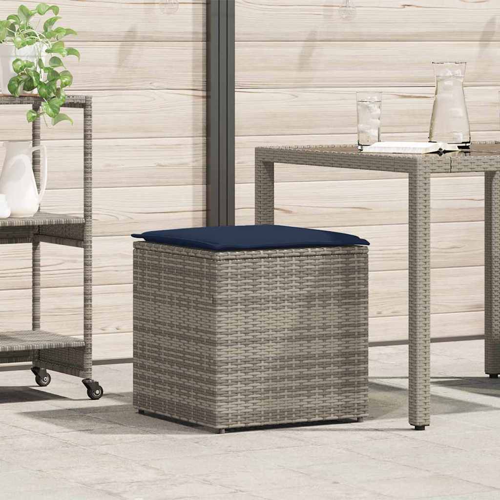 Vidaxl kussenbox met opslag grijs 50 x 50 x 50 cm poly rattan
