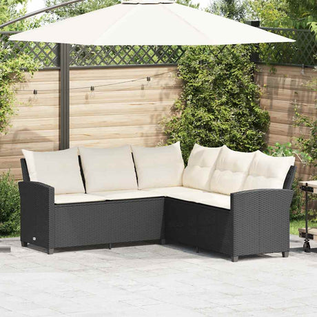 Vidaxl loungebank met kussens l-vormig poly rattan zwart