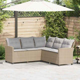 Vidaxl loungebank met kussens l-vormig poly rattan beige