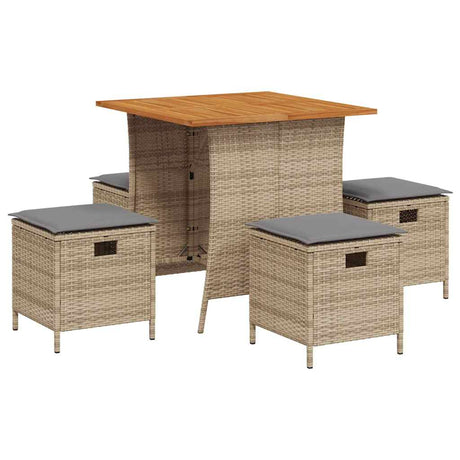 Vidaxl 5-delige tuinset met kussens poly rattan beige