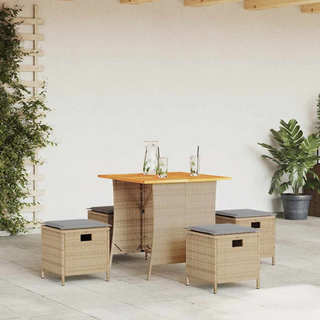 Vidaxl 5-delige tuinset met kussens poly rattan beige