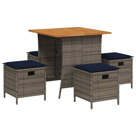 Vidaxl 5-delige tuinset met kussens poly rattan grijs