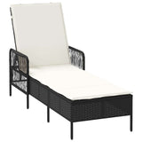 Vidaxl ligstoel poly rattan zwart en cream wit