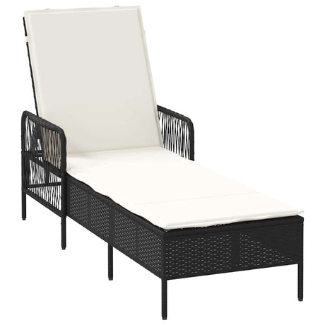 Vidaxl ligstoel poly rattan zwart en cream wit
