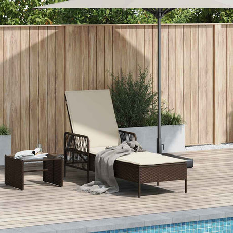 Vidaxl ligstoel poly rattan bruin en crème wit