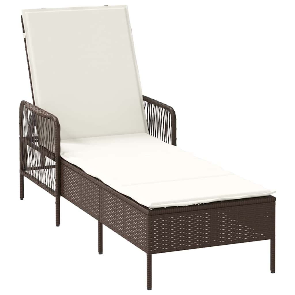 Vidaxl ligstoel poly rattan bruin en crème wit