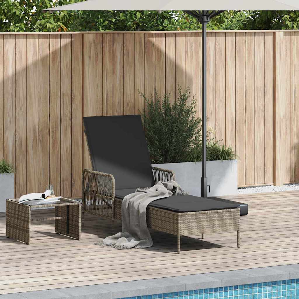 Vidaxl ligstoel poly rattan grijs en donkergrijs