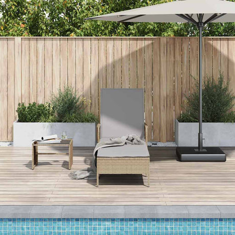Vidaxl ligstoel poly rattan beige en licht grijs