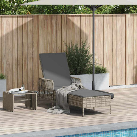 Vidaxl ligstoel poly rattan licht grijs en donker grijs
