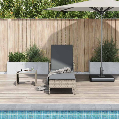 Vidaxl ligstoel poly rattan licht grijs en donker grijs