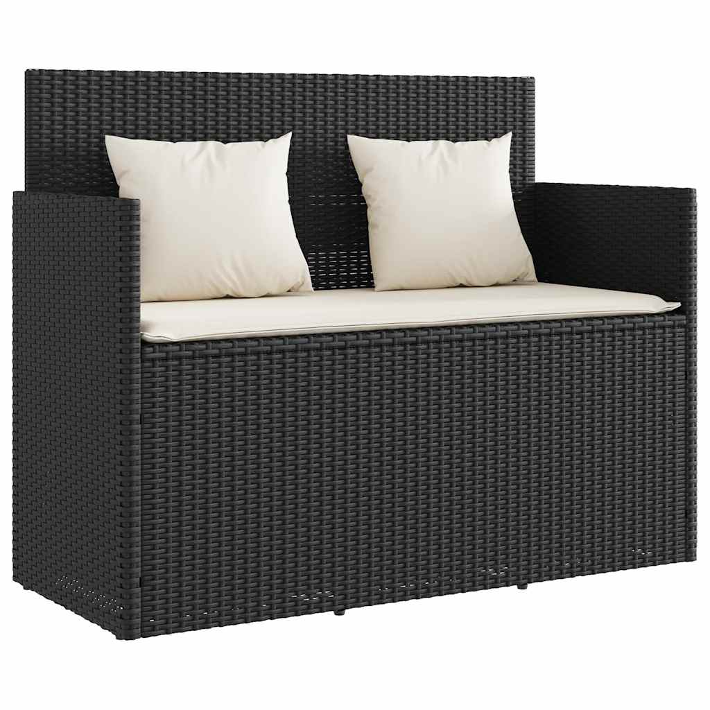 Vidaxl tuinbank met kussens poly rattan zwart