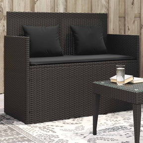 Vidaxl tuinbank met kussens poly rattan zwart