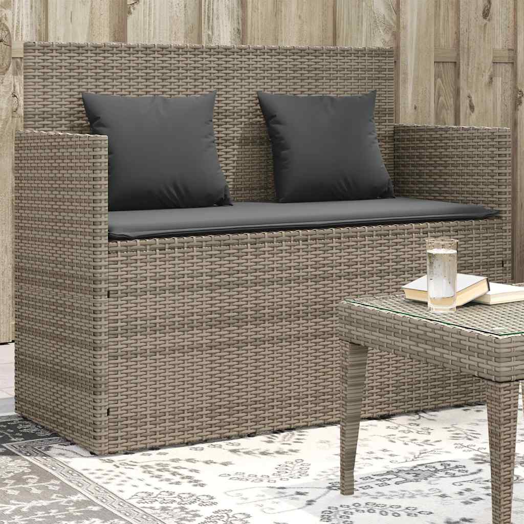 Vidaxl tuinbank met kussens poly rattan grijs