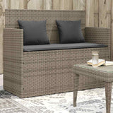 Vidaxl tuinbank met kussens poly rattan grijs