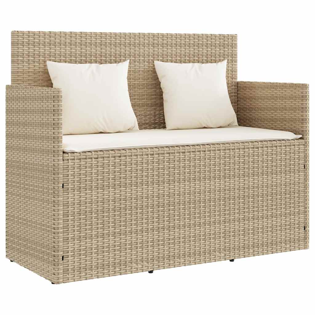 Vidaxl tuinbank met kussens poly rattan beige