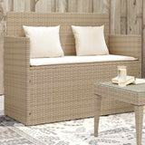 Vidaxl tuinbank met kussens poly rattan beige