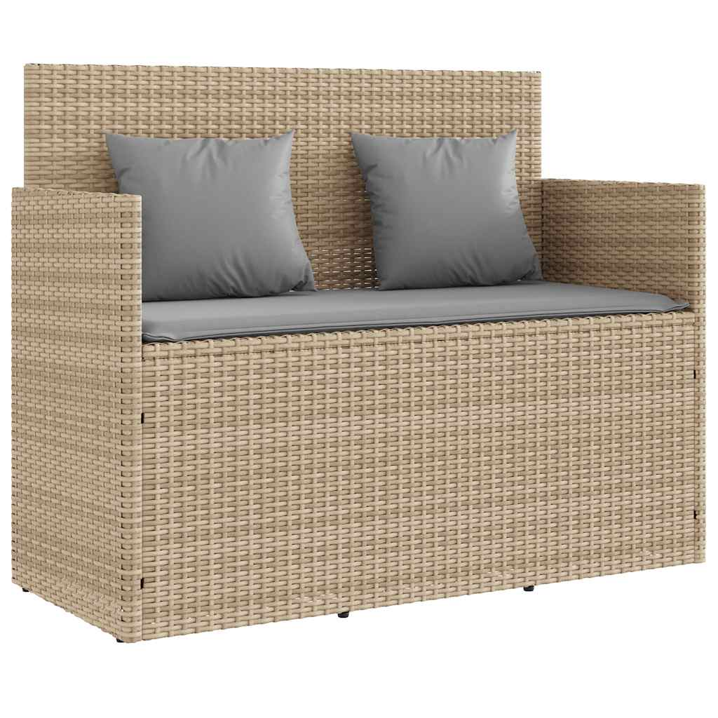 Vidaxl tuinbank met kussens poly rattan beige