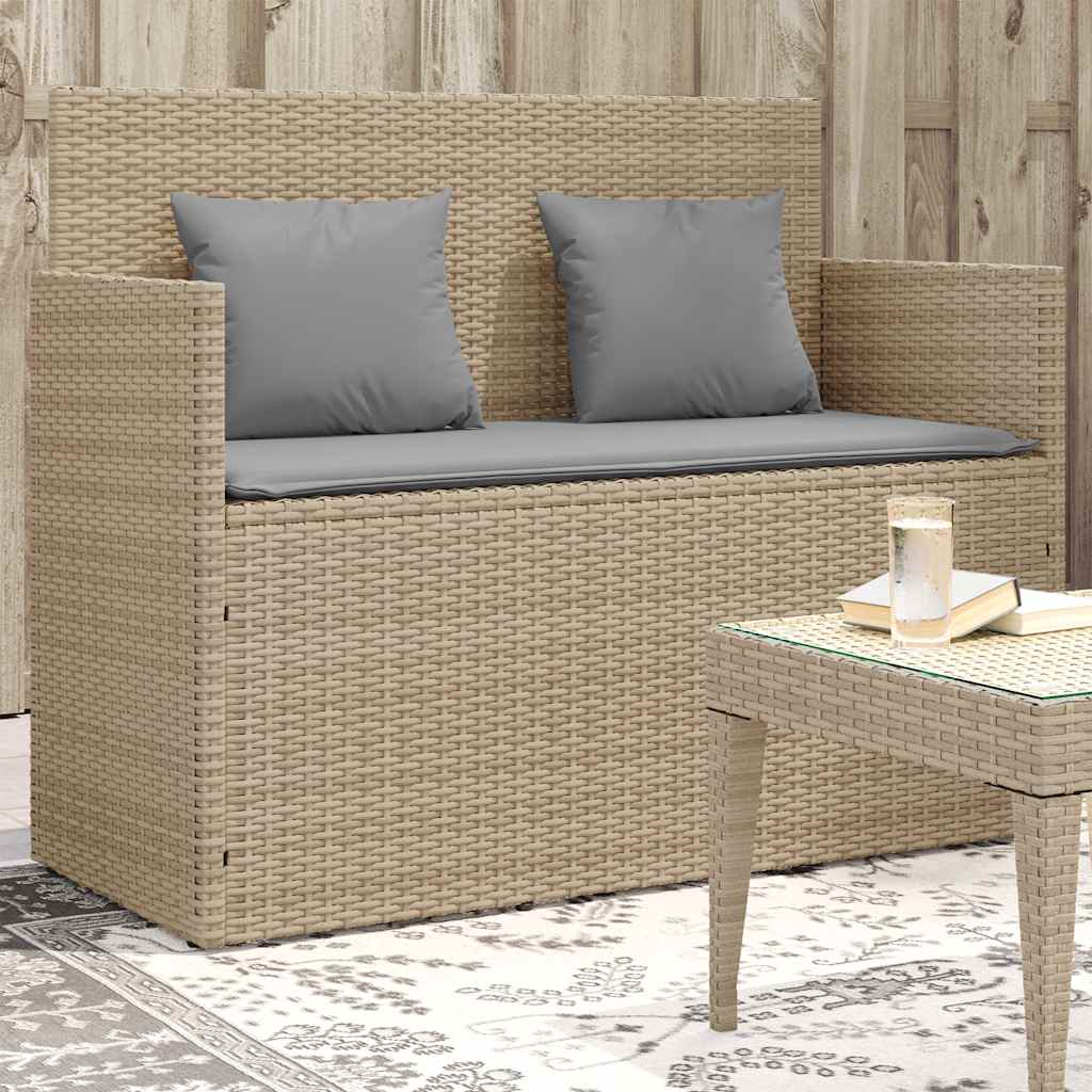 Vidaxl tuinbank met kussens poly rattan beige