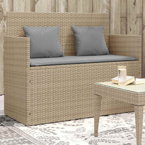 Vidaxl tuinbank met kussens poly rattan beige
